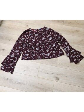 Aeropostale Sz Lg Sheer Pullover Floral Whimsical Boho Hippie Blouse